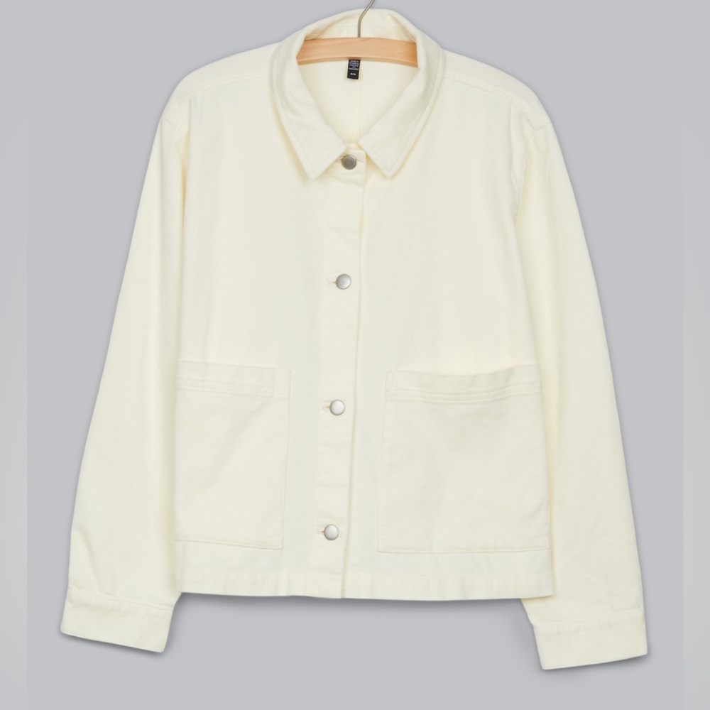 Eileen Fisher Organic Cotton Corduroy Classic Collar Barn Coat Jacket XL